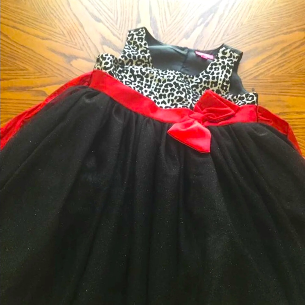 Girls holiday party leopard sparkly dress